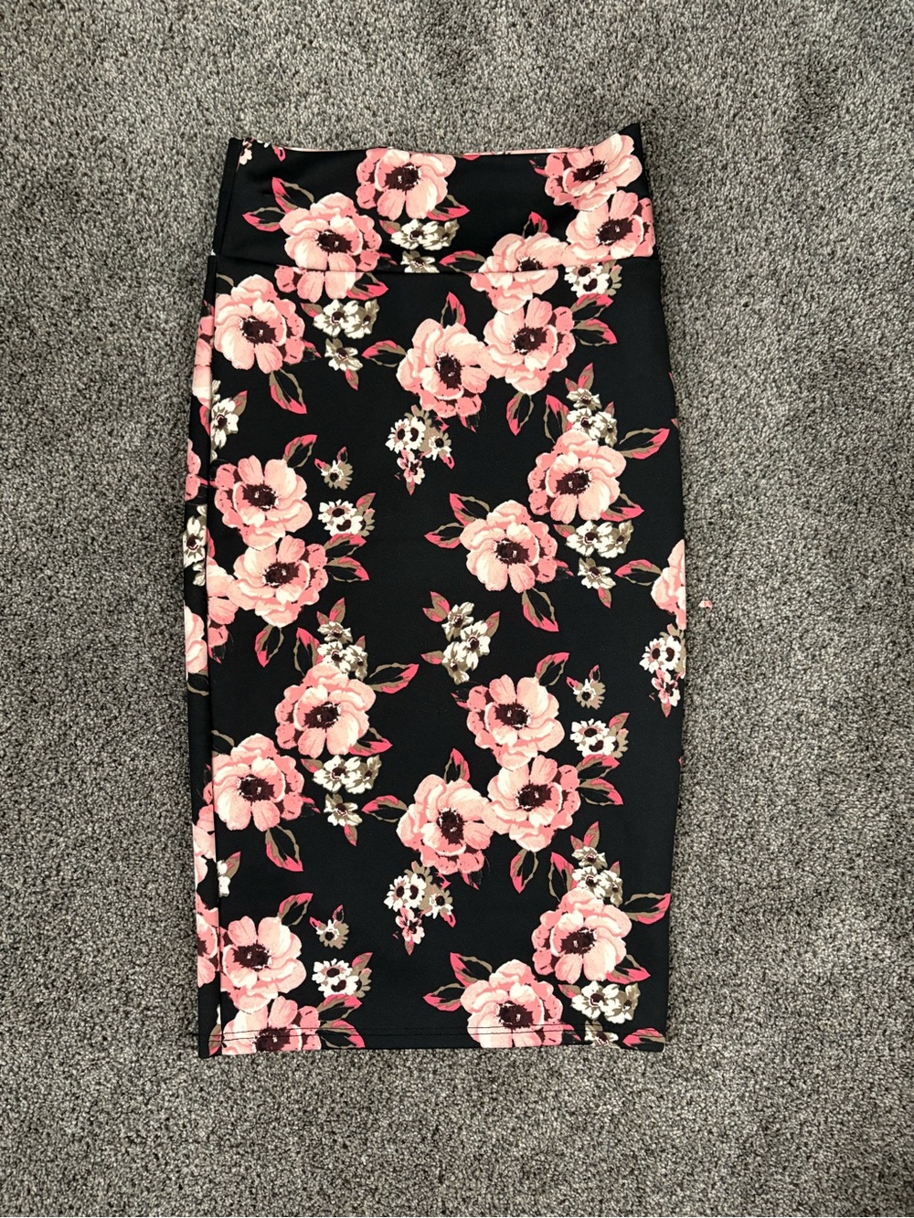 Rainbow Black Pencil Skirt with Pink Floral Print